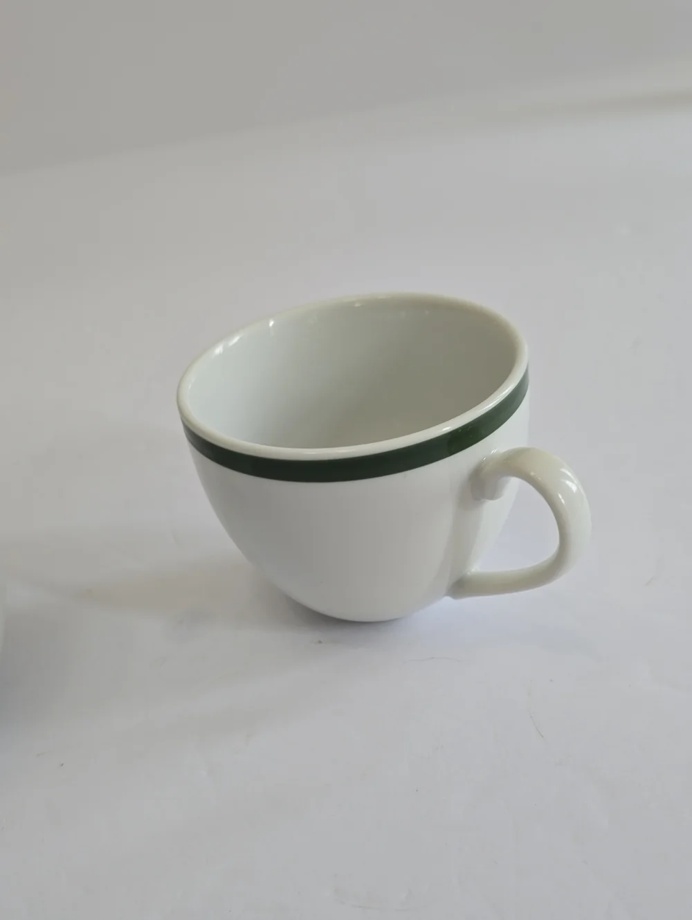 Williams Sonoma Set Of 2 Brasserie Coffee Cups White Green Band Japan